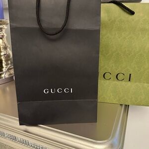 Gucci Black and Green Shopping Bags